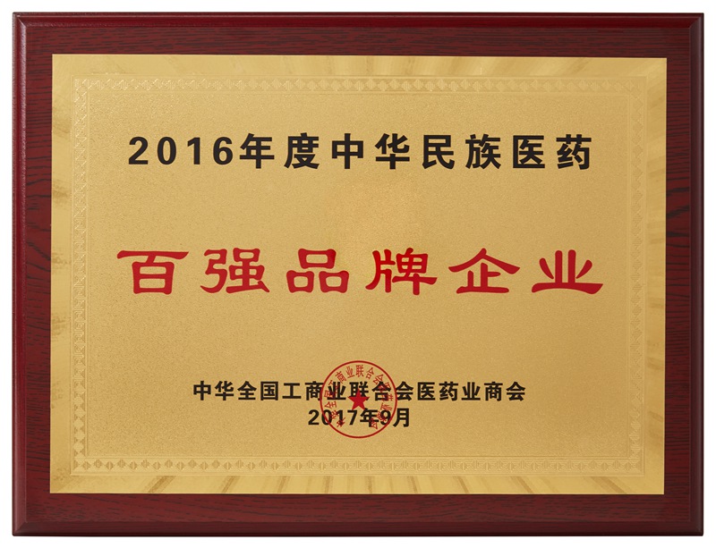 中華民族醫(yī)藥百?gòu)?qiáng)品牌企業(yè)（2016）